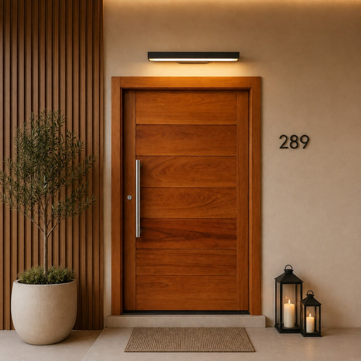 Modern Outdoor Wall Light Motion Sensor Rectangular Stainless Steel Fixture IP65 4000K