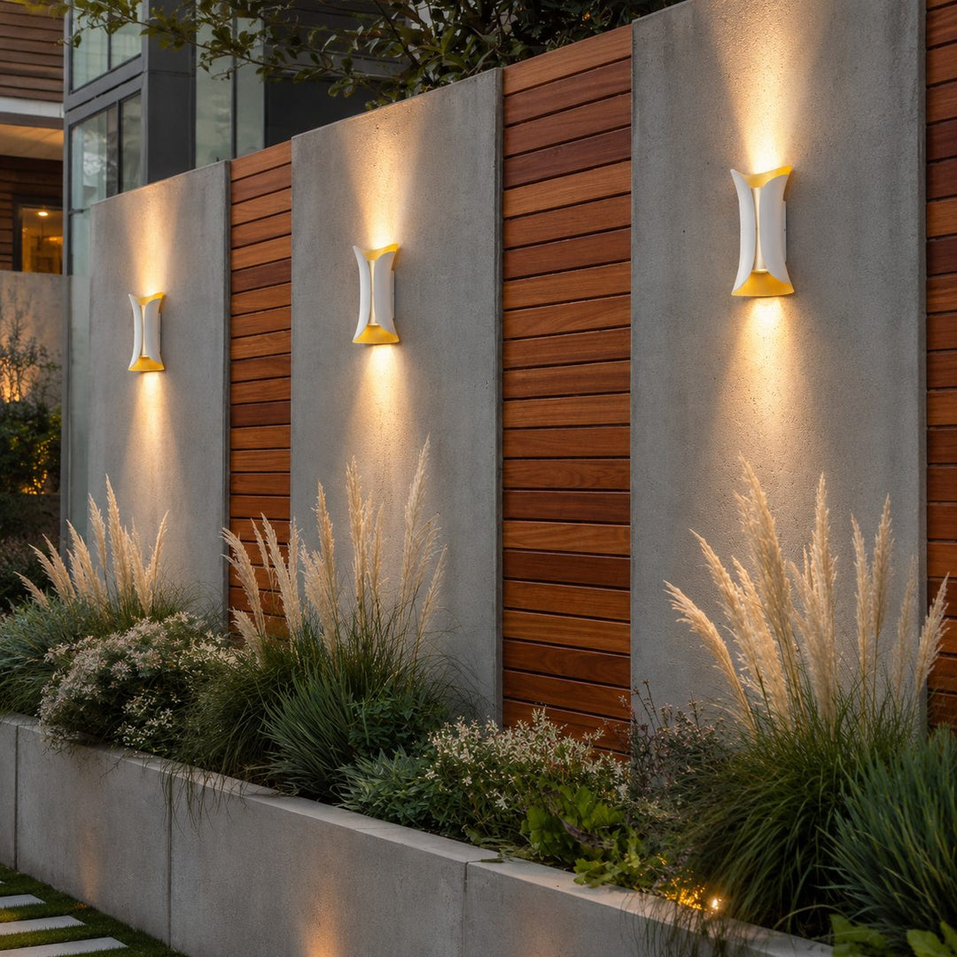 Modern Outdoor Wall Light Aluminum Glass Shade LED Motion Sensor Waterproof Up Down Sconce