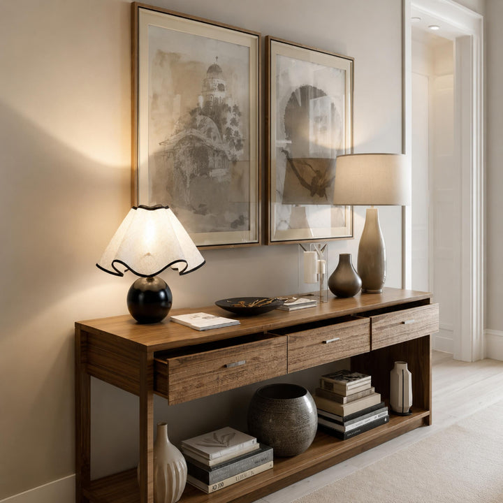 Modern Table Lamp with Adjustable Shade Metal Base LED Compatible for Home Office Lighting