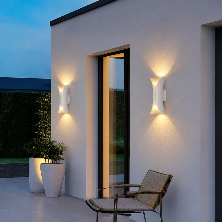 Modern Outdoor Wall Light Aluminum Glass Shade LED Motion Sensor Waterproof Up Down Sconce
