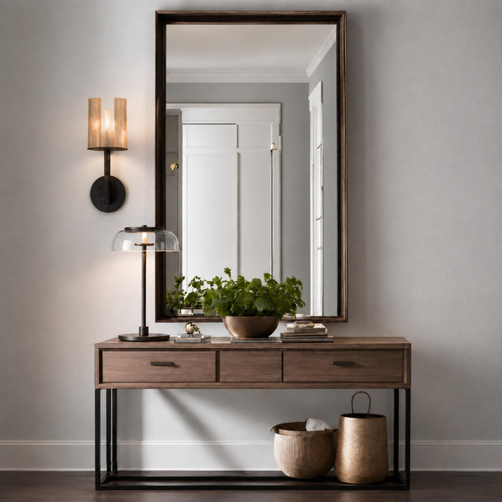 Modern Table Lamp with Adjustable Brass Body and Clear Glass Shade for Warm LED Lighting