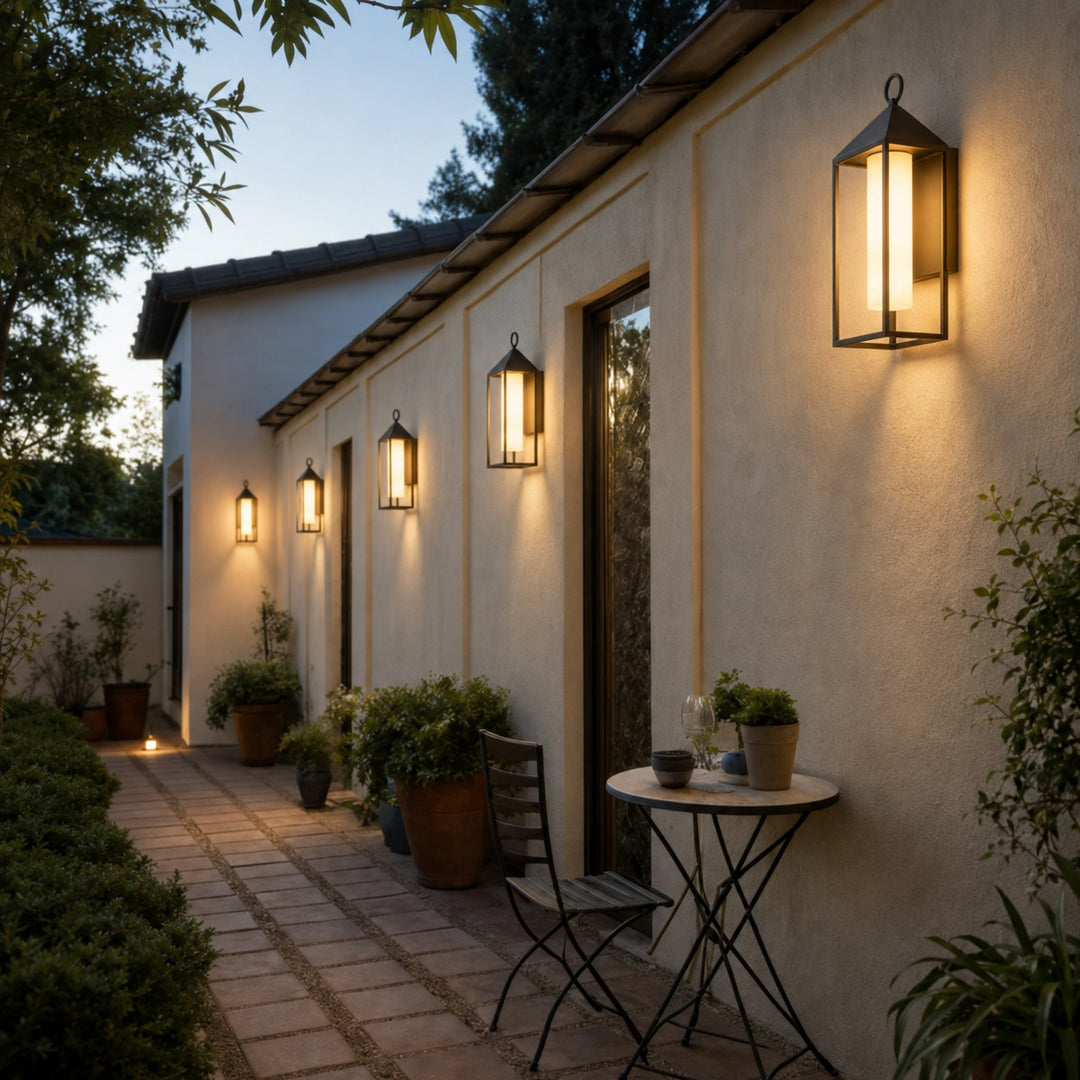 Modern Rustic Outdoor Wall Light Rectangular Lantern Die-Cast Aluminum LED 3000K Waterproof Sconce