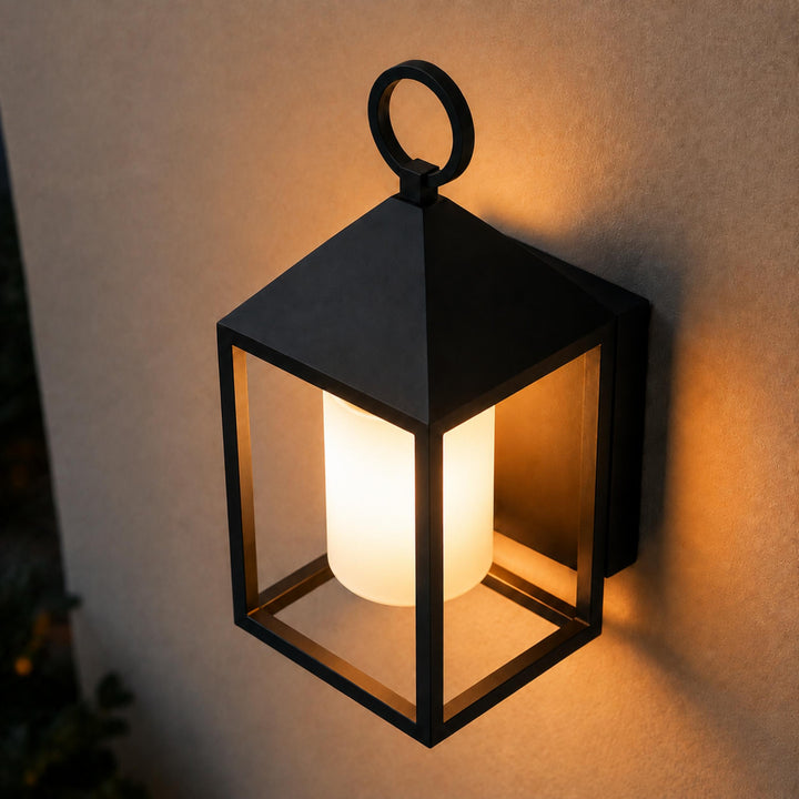 Modern Rustic Outdoor Wall Light Rectangular Lantern Die-Cast Aluminum LED 3000K Waterproof Sconce