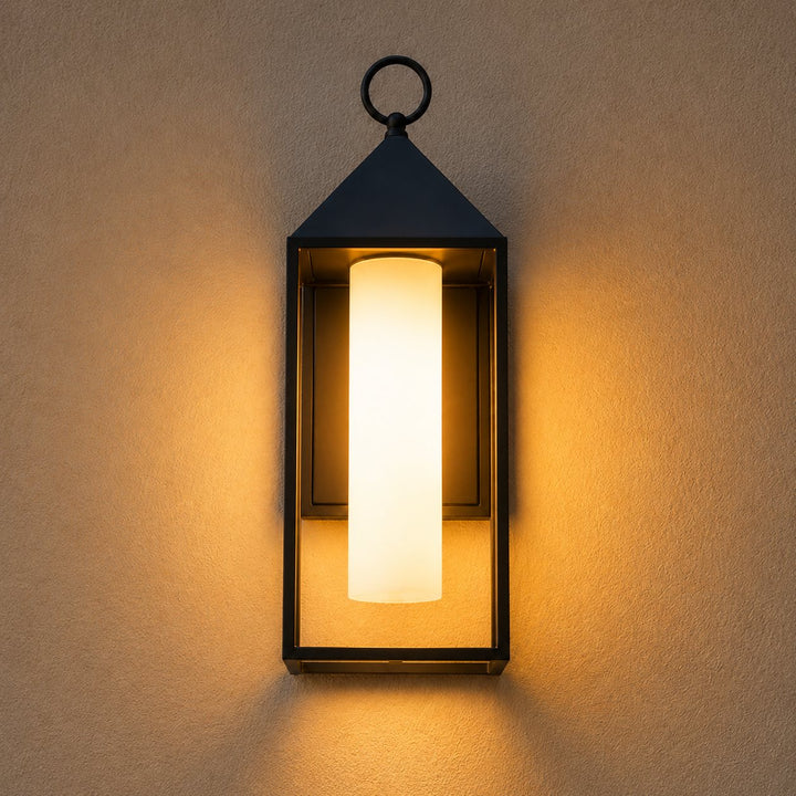 Modern Rustic Outdoor Wall Light Rectangular Lantern Die-Cast Aluminum LED 3000K Waterproof Sconce
