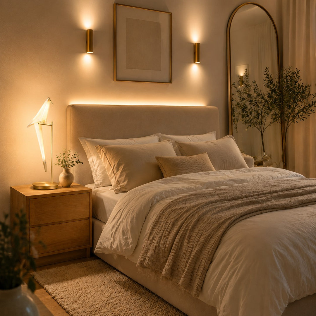 Modern Table Lamp Adjustable Metal Base LED Light for Bedroom and Living Room