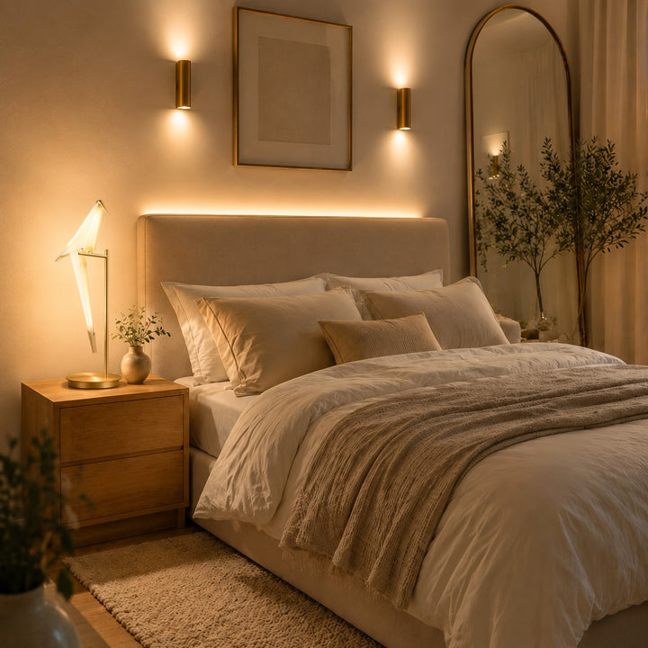Modern Table Lamp Adjustable Metal Base LED Light for Bedroom and Living Room