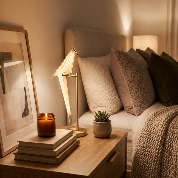 Modern Table Lamp Adjustable Metal Base LED Light for Bedroom and Living Room
