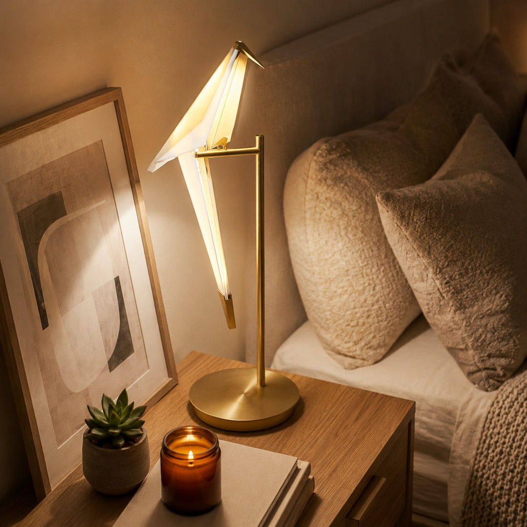 Modern Table Lamp Adjustable Metal Base LED Light for Bedroom and Living Room
