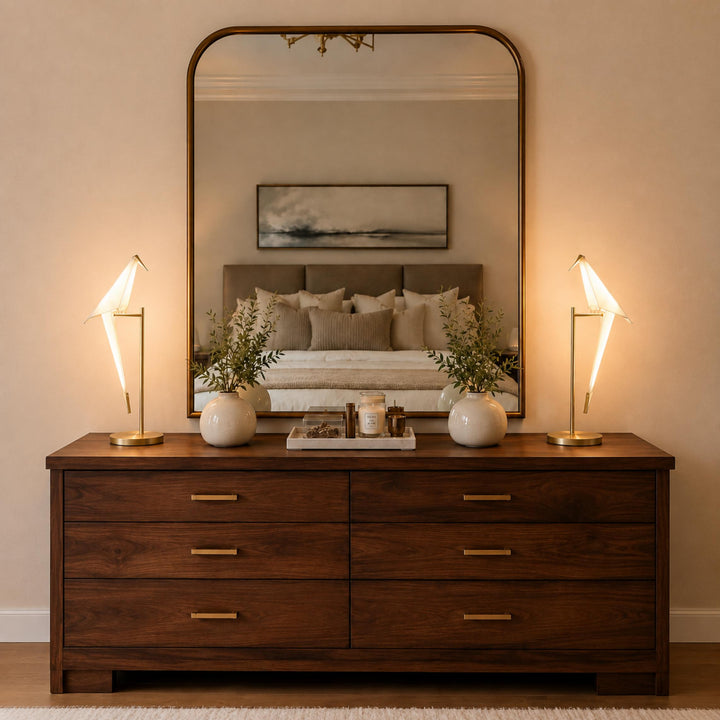 Modern Table Lamp Adjustable Metal Base LED Light for Bedroom and Living Room