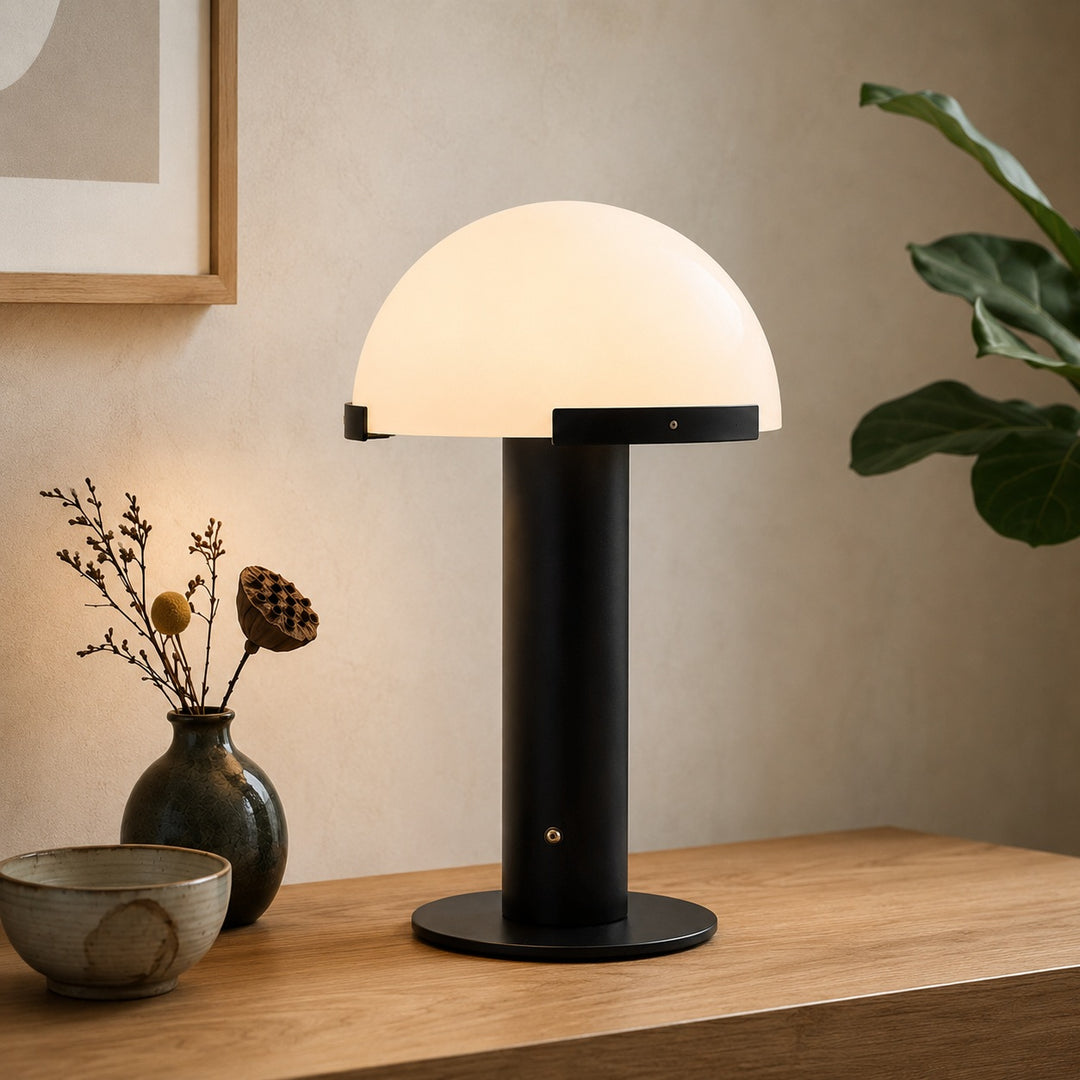Modern Alabaster Table Lamp with Bronze Base Inline On/Off Switch for Bedroom or Living Room Use