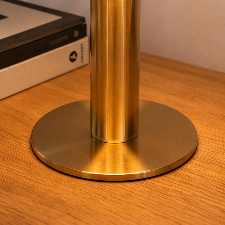 Modern Alabaster Table Lamp with Bronze Base Inline On/Off Switch for Bedroom or Living Room Use