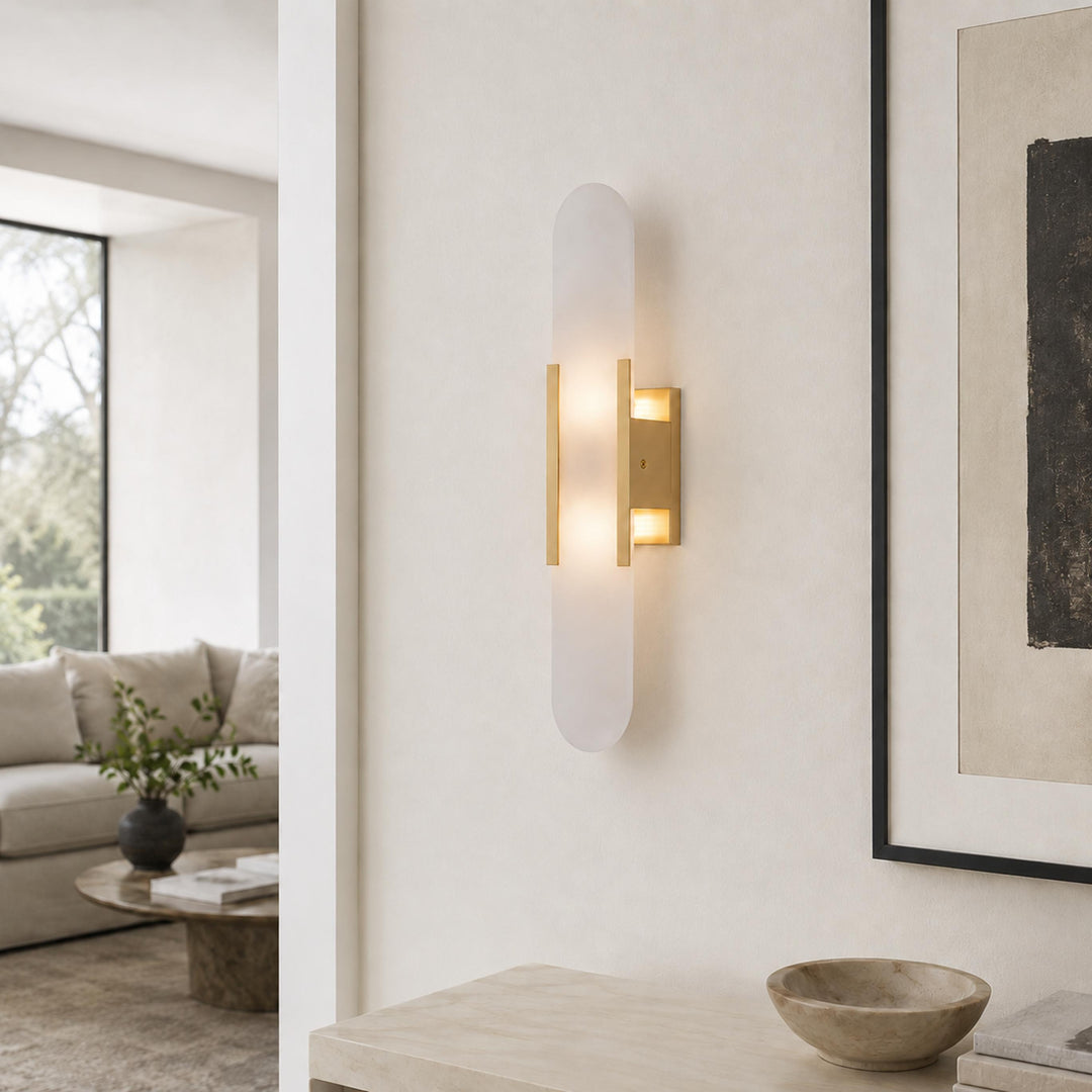 Modern Wall Sconce Alabaster Glass Wall Mounted Adjustable LED Light Fixture 120V