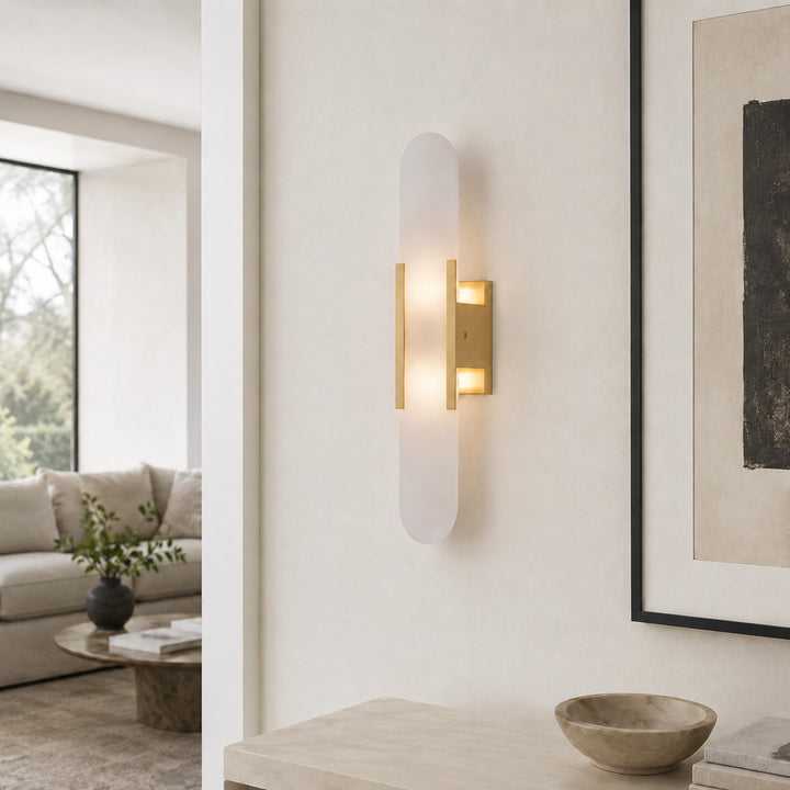 Modern Wall Sconce Alabaster Glass Wall Mounted Adjustable LED Light Fixture 120V