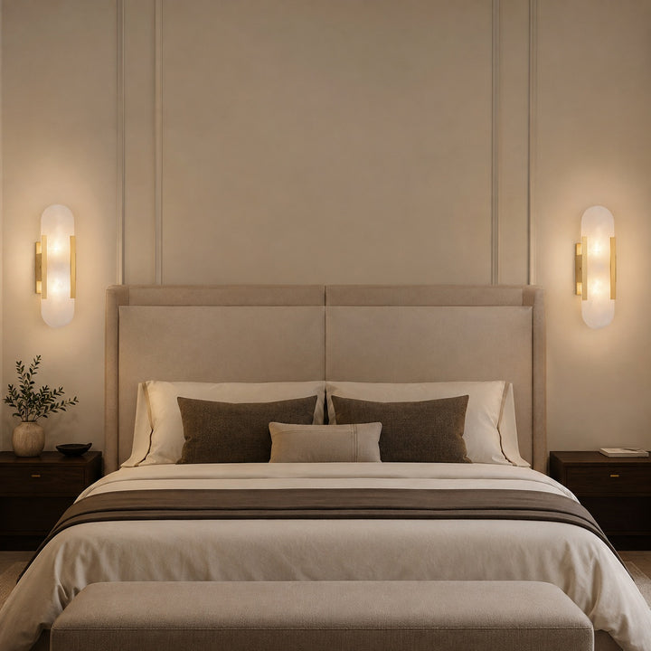 Modern Wall Sconce Alabaster Glass Wall Mounted Adjustable LED Light Fixture 120V