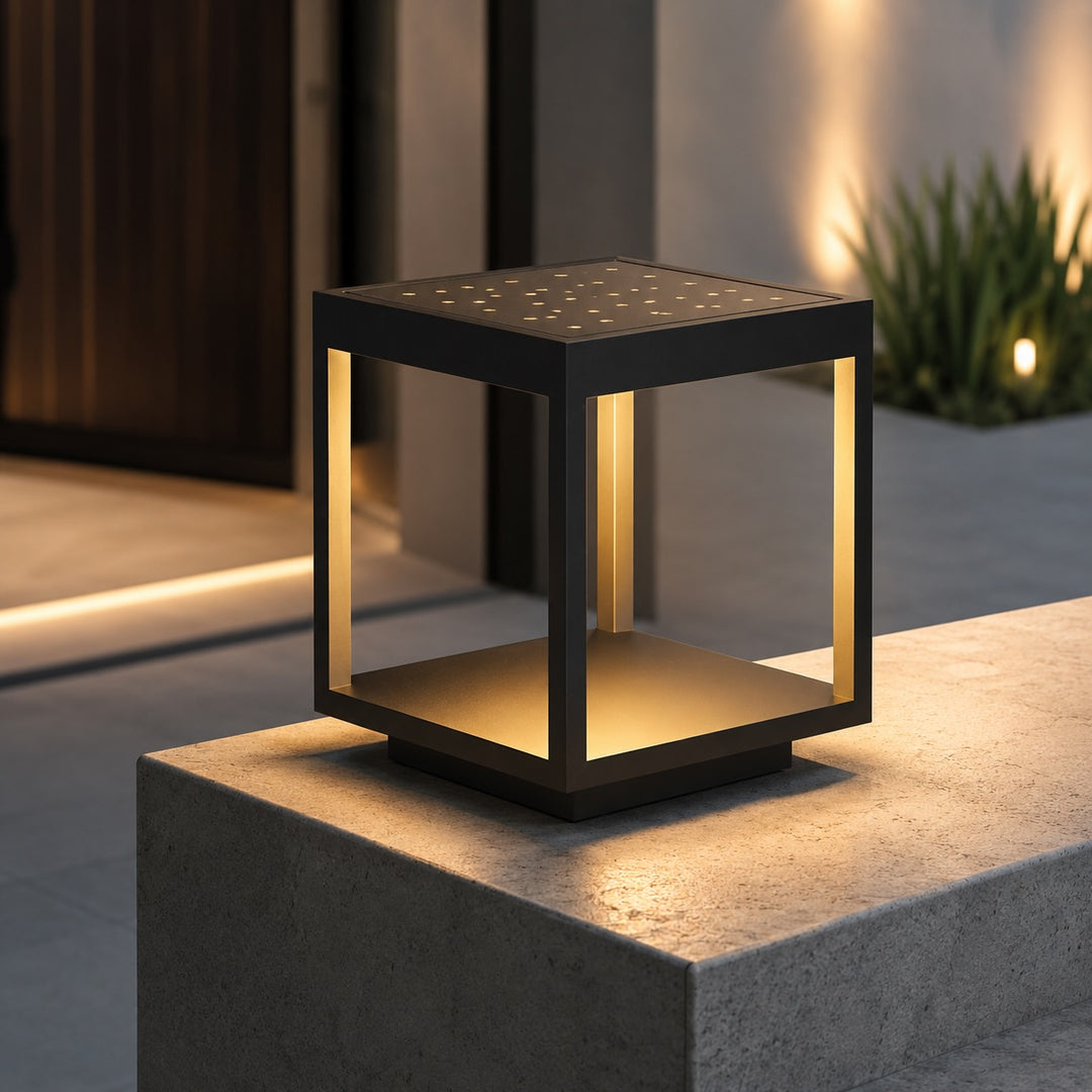 Solar Outdoor Lighting Modern Pillar Light Post Mounted Stainless Steel Acrylic LED 3000K