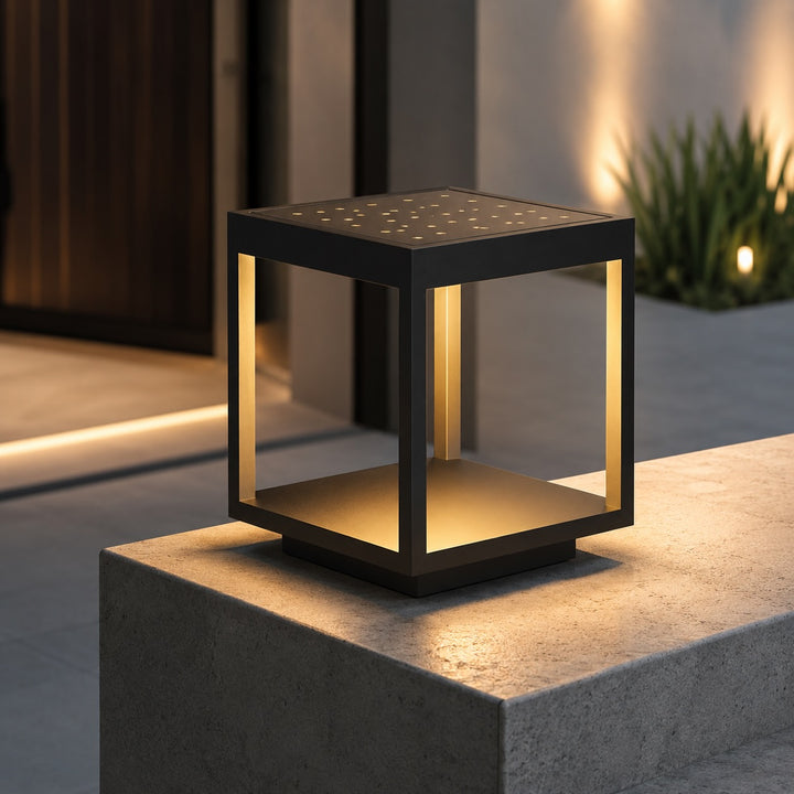 Solar Outdoor Lighting Modern Pillar Light Post Mounted Stainless Steel Acrylic LED 3000K