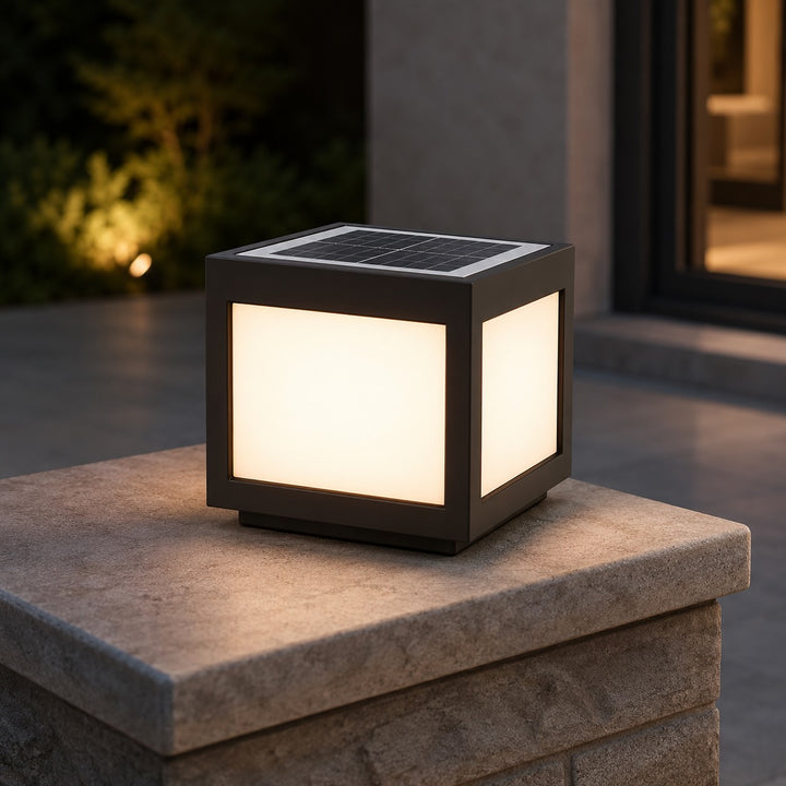 Solar Outdoor Wall Light Modern Square Stainless Steel LED Fixture with Dual Power Options
