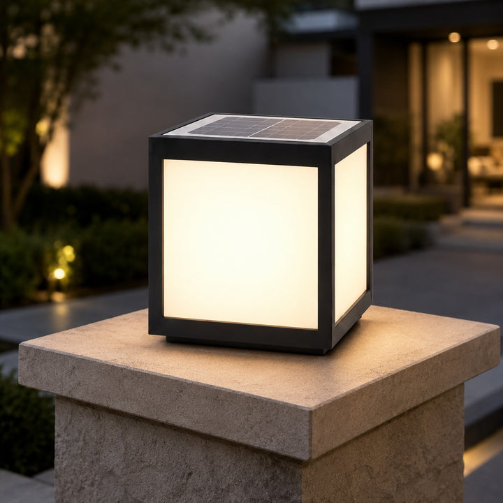 Solar Outdoor Wall Light Modern Square Stainless Steel LED Fixture with Dual Power Options