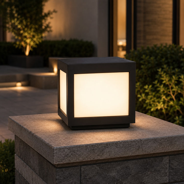 Solar Outdoor Wall Light Modern Square Stainless Steel LED Fixture with Dual Power Options