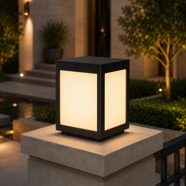 Solar Outdoor Wall Light Modern Square Stainless Steel LED Fixture with Dual Power Options
