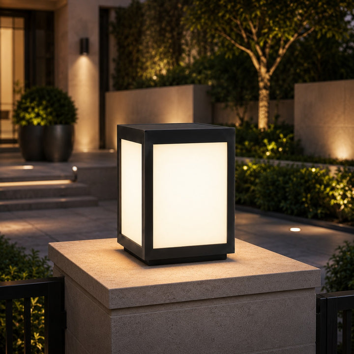 Solar Outdoor Wall Light Modern Square Stainless Steel LED Fixture with Dual Power Options