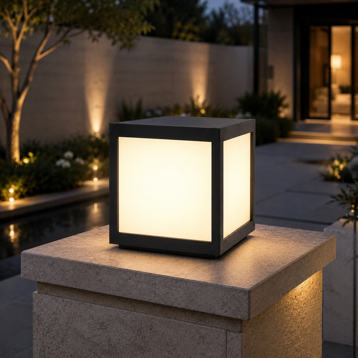 Solar Outdoor Wall Light Modern Square Stainless Steel LED Fixture with Dual Power Options