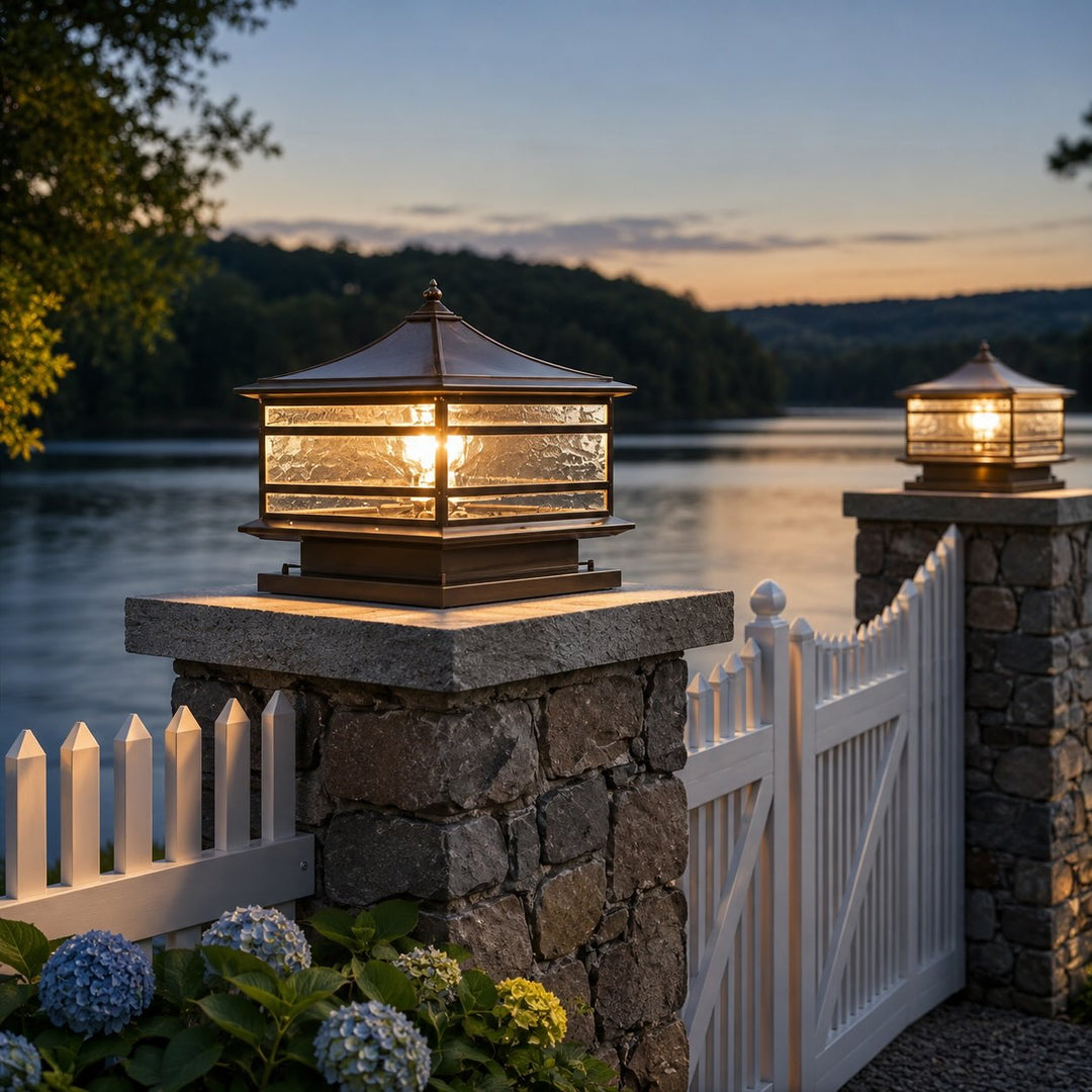 Solar Lights Outdoor Vintage Copper Wall Mounted Waterproof LED Garden Light with Tempered Glass