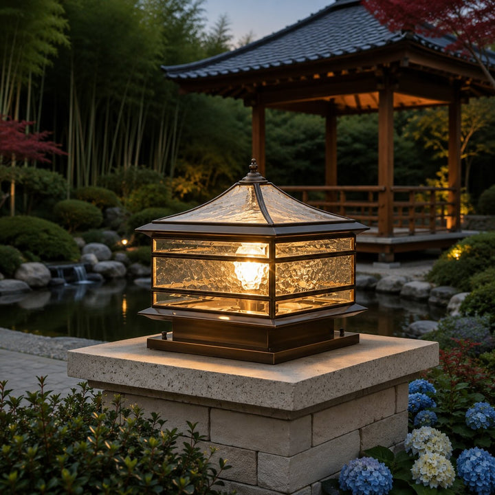 Solar Lights Outdoor Vintage Copper Wall Mounted Waterproof LED Garden Light with Tempered Glass