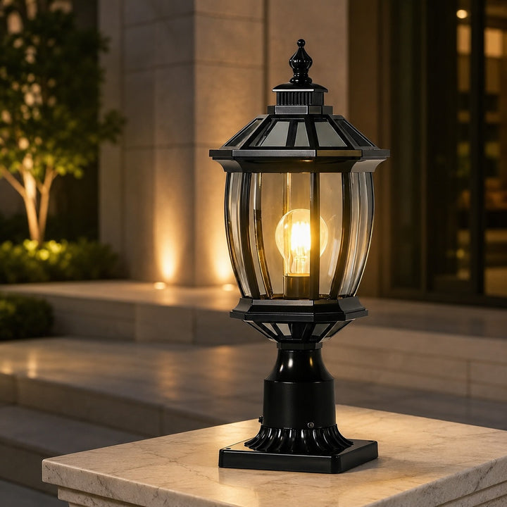 Minimalist Solar Column Pillar Light Outdoor Waterproof Aluminum Glass with LED Dimming Feature