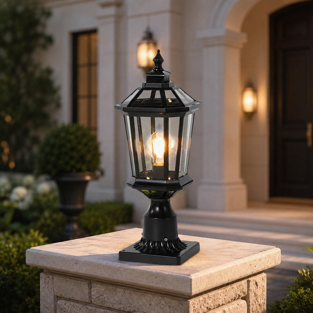Minimalist Solar Column Pillar Light Outdoor Waterproof Aluminum Glass with LED Dimming Feature