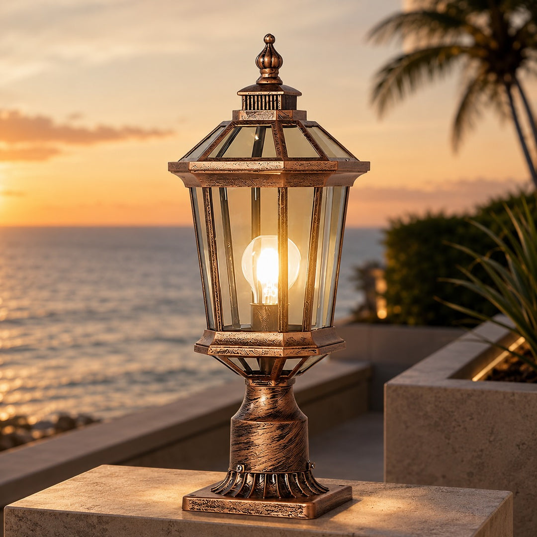 Minimalist Solar Column Pillar Light Outdoor Waterproof Aluminum Glass with LED Dimming Feature
