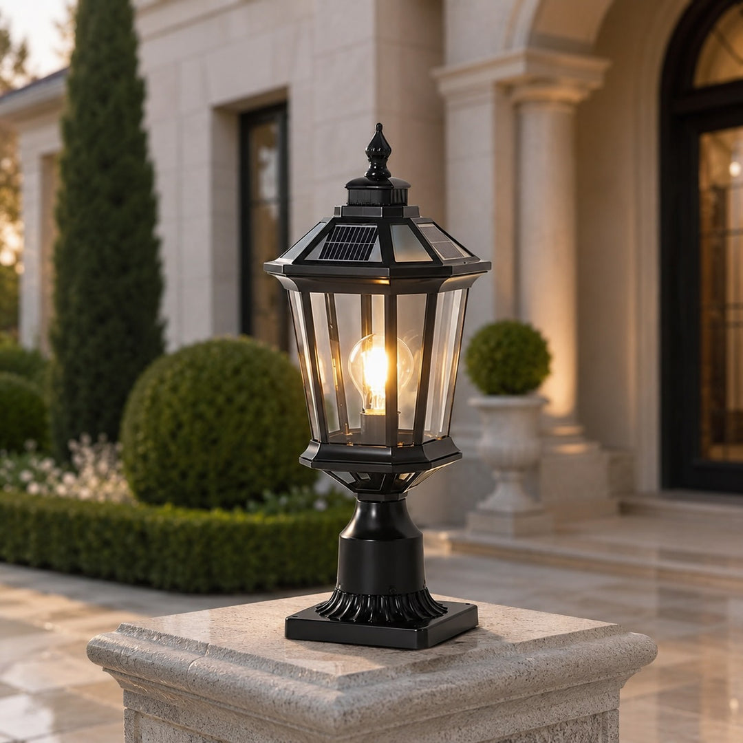 Minimalist Solar Column Pillar Light Outdoor Waterproof Aluminum Glass with LED Dimming Feature