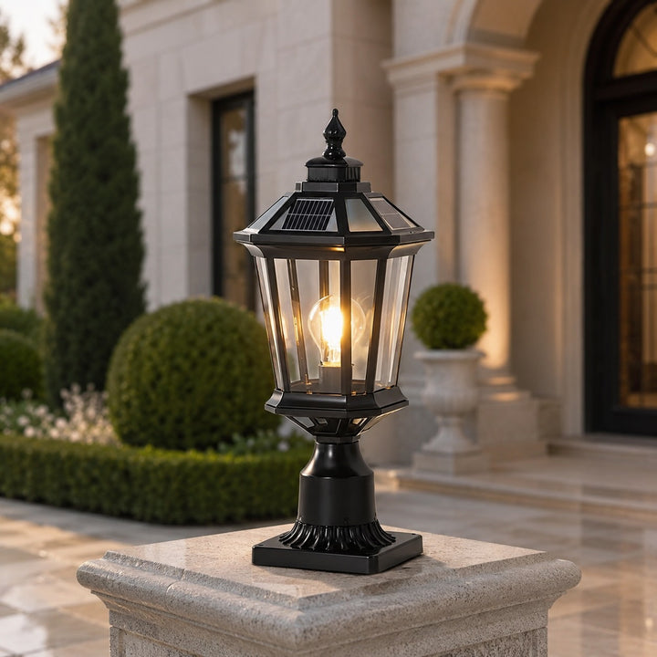 Minimalist Solar Column Pillar Light Outdoor Waterproof Aluminum Glass with LED Dimming Feature