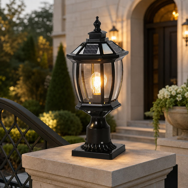 Minimalist Solar Column Pillar Light Outdoor Waterproof Aluminum Glass with LED Dimming Feature