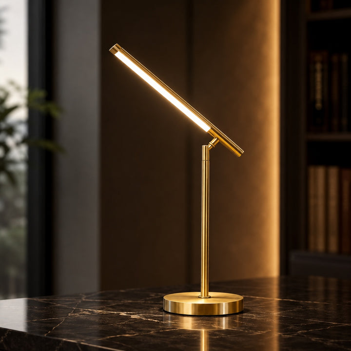 Modern Minimalist Desk Lamp Adjustable Copper LED Light with Dimmable Color Temperature