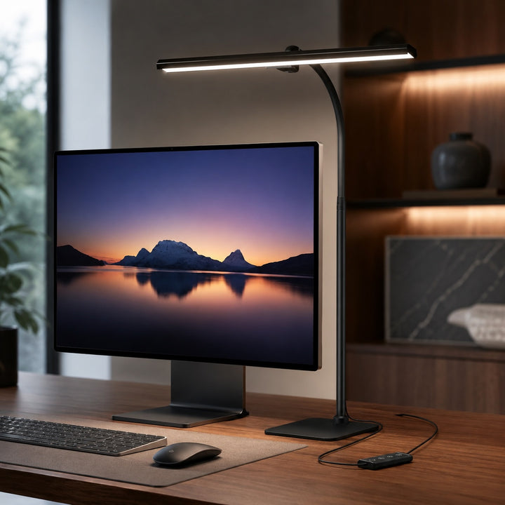 Modern LED Desk Lamp Adjustable Height Gooseneck Frosted Glass Shade Dimmable Power 12V
