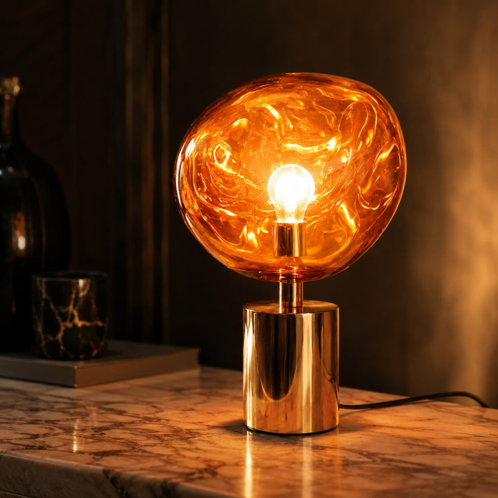 Modern Table Lamp with Adjustable LED Lighting and Rose Gold Base for Bedroom or Living Room