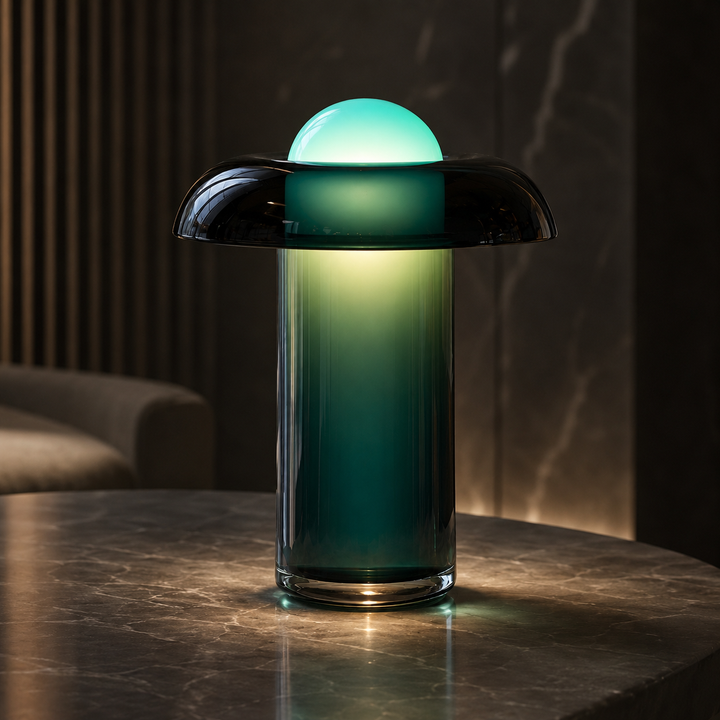 Modern Minimalist Table Lamp Adjustable Clear Glass LED Light for Bedroom or Desk