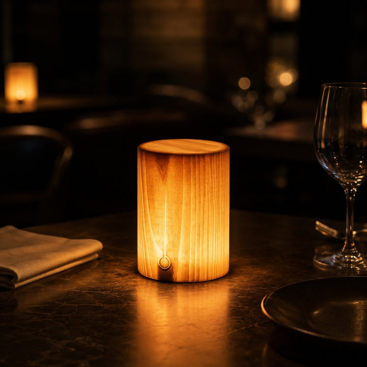 Modern Minimalist Table Lamp Touch Control Rechargeable Wood LED Dimmable USB Powered