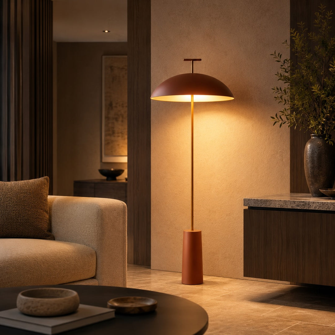 Modern Floor Lamp Mushroom Design Metal Adjustable LED for Living Room