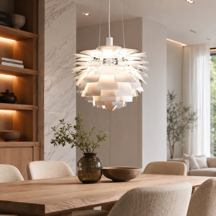 Modern Artichoke Pendant Lamp Adjustable Hanging Metal Structure E26 Socket Warm Lighting