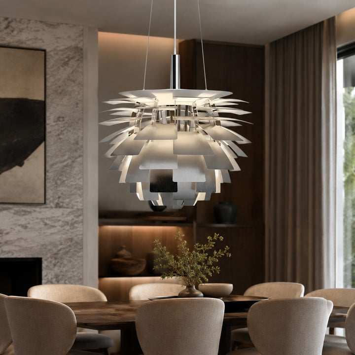 Modern Artichoke Pendant Lamp Adjustable Hanging Metal Structure E26 Socket Warm Lighting