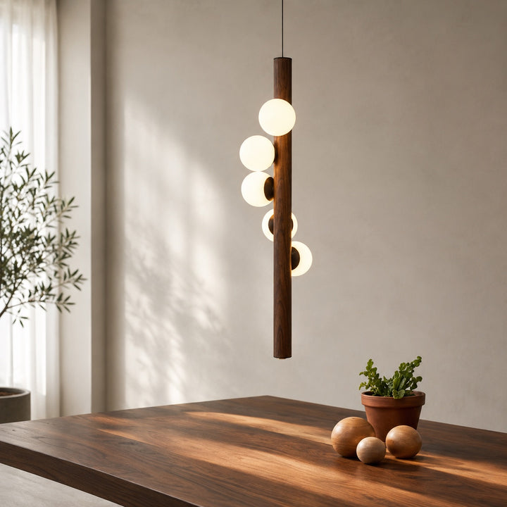 Modern Chandelier Linear Pendant Light with Adjustable Hanging Cord and Glass Shade Dimmable LED