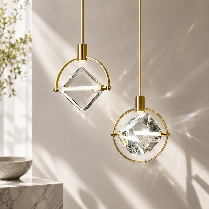 Contemporary Pendant Lamp Hanging Adjustable with Crystal Accents for LED Lighting