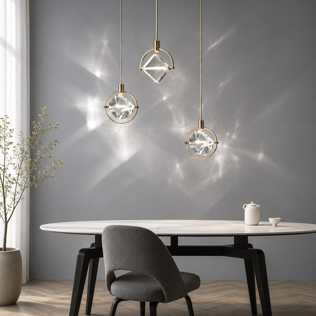 Contemporary Pendant Lamp Hanging Adjustable with Crystal Accents for LED Lighting