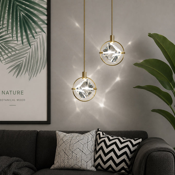 Contemporary Pendant Lamp Hanging Adjustable with Crystal Accents for LED Lighting