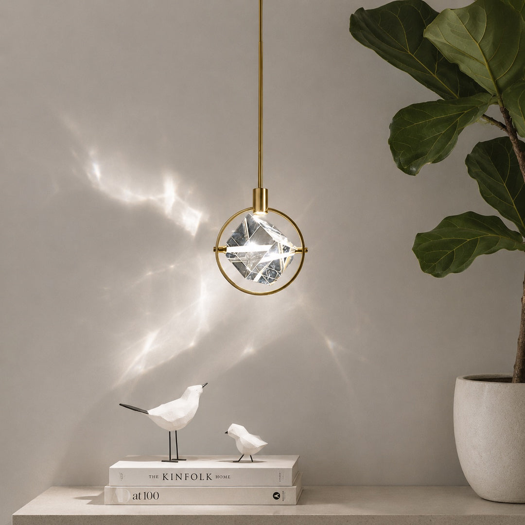 Contemporary Pendant Lamp Hanging Adjustable with Crystal Accents for LED Lighting