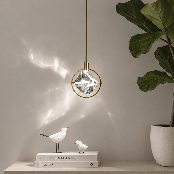 Contemporary Pendant Lamp Hanging Adjustable with Crystal Accents for LED Lighting