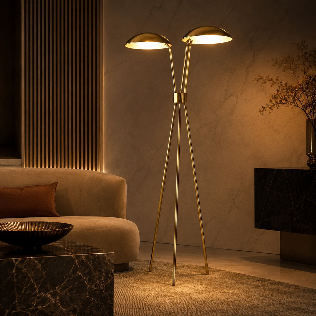Modern Tripod Floor Lamp with Metal Structure and Integrated LED Warm White Light
