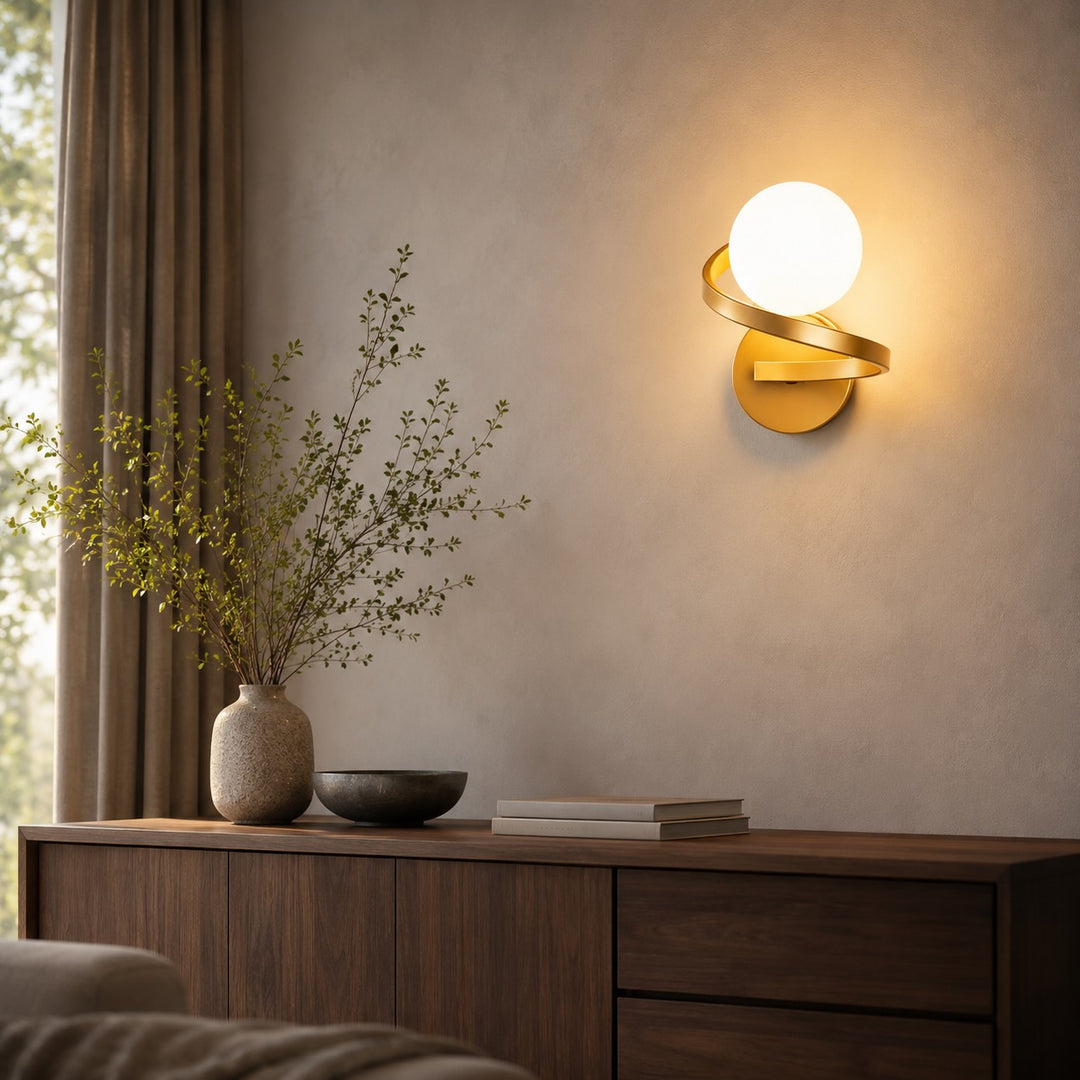 Modern Copper Wall Light Wall Mounted Adjustable Frosted Glass LED Sconce 7W Energy Efficient